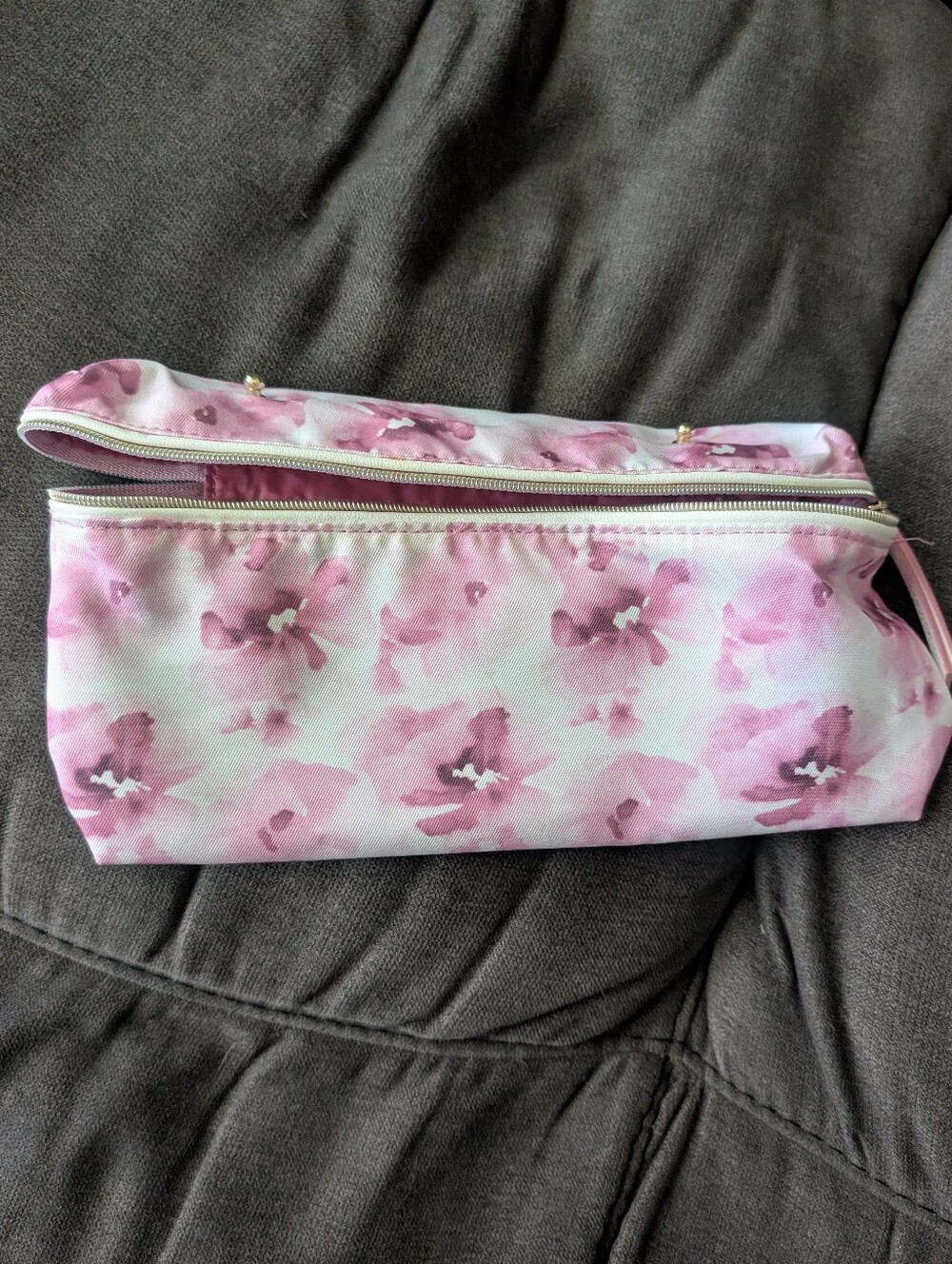 Floral Pink Zip Cosmetic Pouch